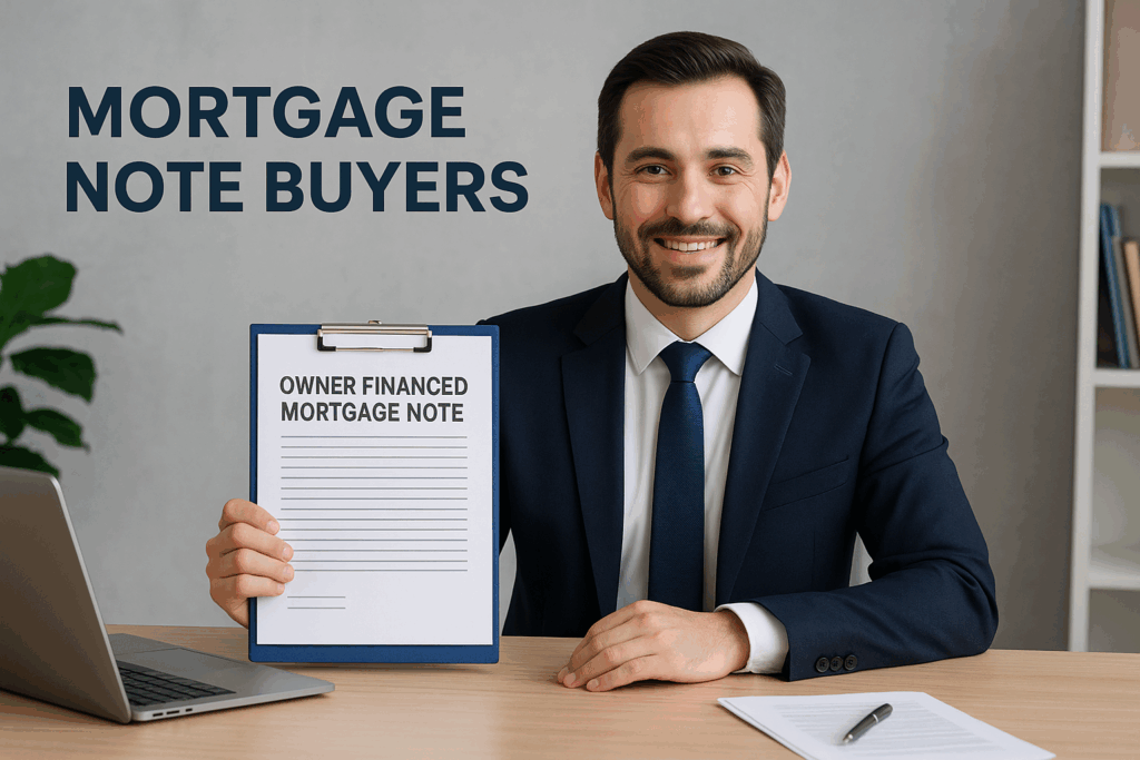 Mortgage Note Buyers, Man holding mortgage note